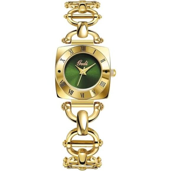 Luxury Fashion Watch Square Gold Quartz Watch Carved Roman Numerals Logo